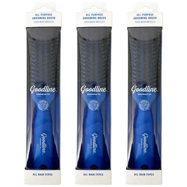 3 Pack - Goodline Grooming Co. 100% Boar Bristle All Purpose Grooming Brush Goodline